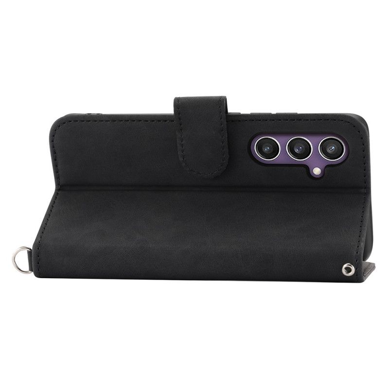 Δερματινη Θηκη Samsung Galaxy S25 Plus 5g Λουλουδάτο Σχέδιο Και Λουριά