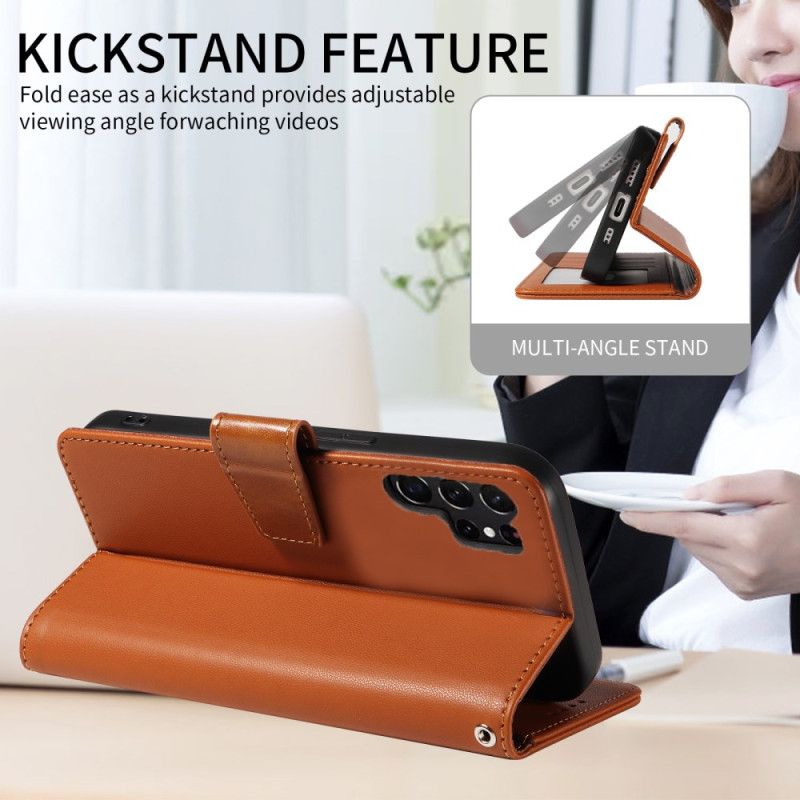 Δερματινη Θηκη Samsung Galaxy S25 Ultra 5g Δερμάτινο Πορτοφόλι Rfid Με Λουράκι