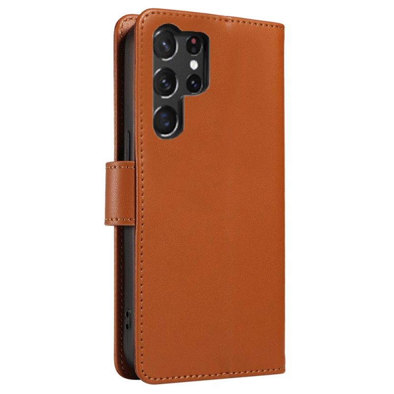 Δερματινη Θηκη Samsung Galaxy S25 Ultra 5g Δερμάτινο Πορτοφόλι Rfid Με Λουράκι