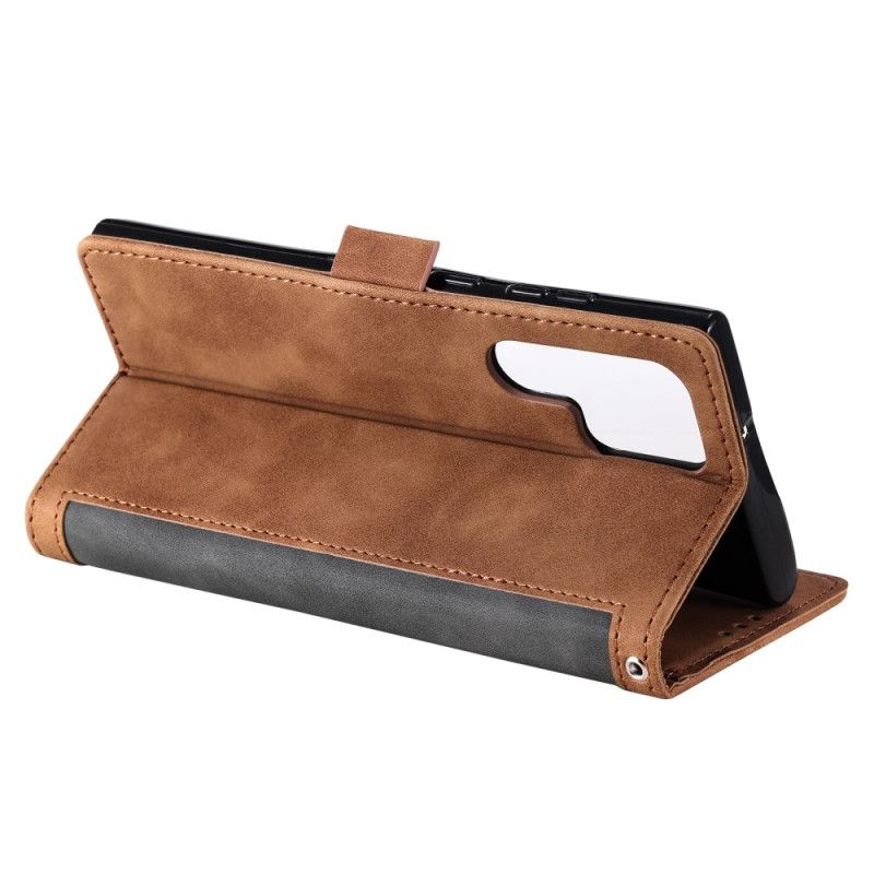 Δερματινη Θηκη Samsung Galaxy S25 Ultra 5g Δίχρωμο Πορτοφόλι Rfid Με Εφέ Σουέτ