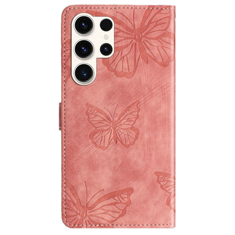 Δερματινη Θηκη Samsung Galaxy S25 Ultra 5g Πεταλούδες Με Εφέ Σουέτ