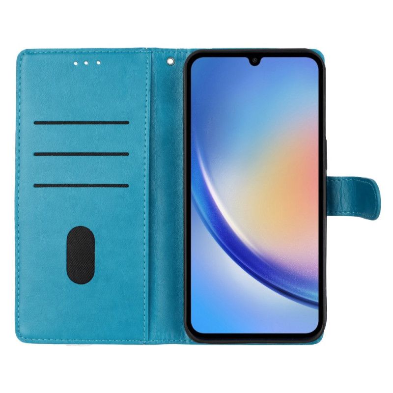 Δερματινη Θηκη Samsung Galaxy S26 Plus Σχέδιο Με Λουλούδια Και Πεταλούδα Και Κορδόνι Σιλικόνης