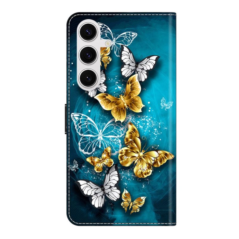 Δερματινη Θηκη Samsung Galaxy S26 Plus Χρυσή Πεταλούδα Σε Πράσινο