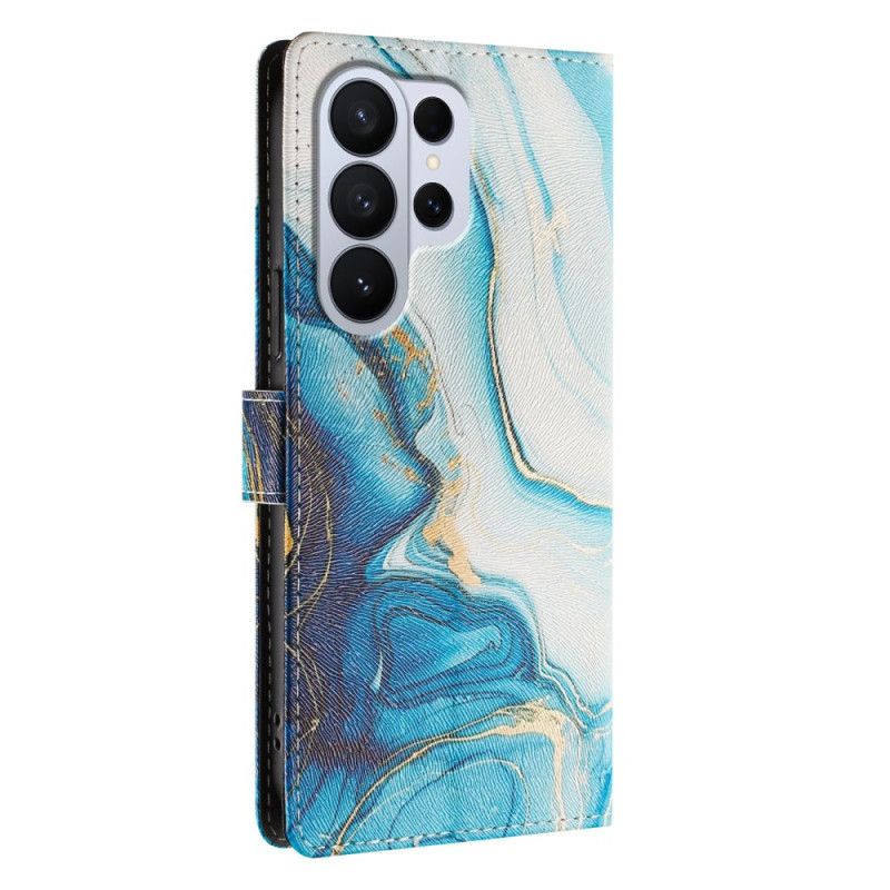 Δερματινη Θηκη Samsung Galaxy S26 Ultra Εφέ Μπλε Μαρμάρου