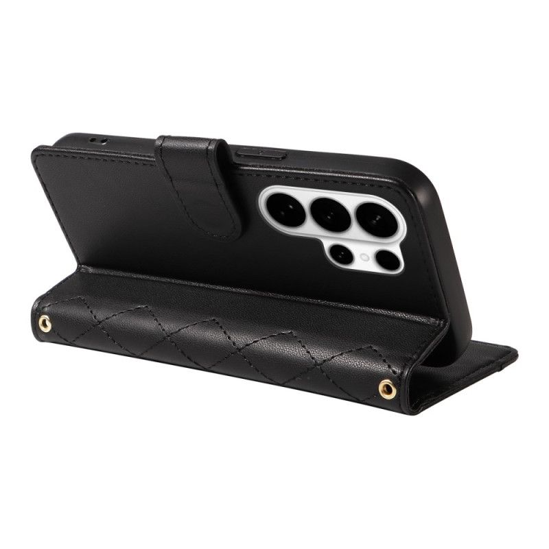 Δερματινη Θηκη Samsung Galaxy S26 Ultra Καπιτονέ Με Λουρί Και Λουρί Ώμου