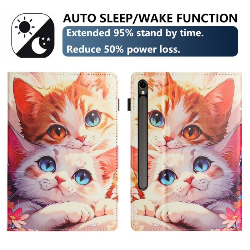 Δερματινη Θηκη Samsung Galaxy Tab S10 Fe Σχέδιο Με Δύο Γάτες Σιλικόνης