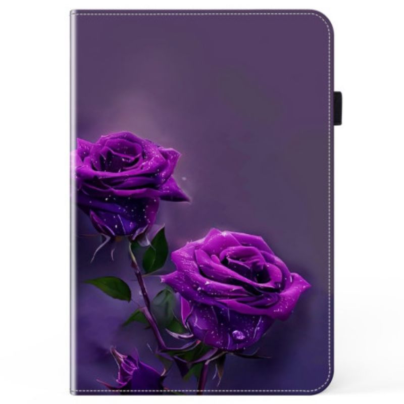 Δερματινη Θηκη Samsung Galaxy Tab S10 Plus Μωβ Τριαντάφυλλα