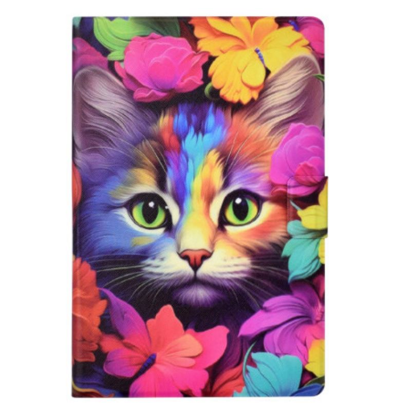 Δερματινη Θηκη Samsung Galaxy Tab S11 Πολύχρωμη Γάτα Σιλικόνης