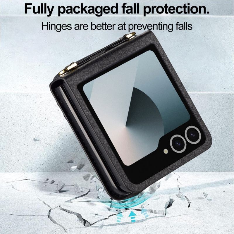 Δερματινη Θηκη Samsung Galaxy Z Flip 7 Δερμάτινη Θήκη Καρτών Και Ιμάντας Ώμου
