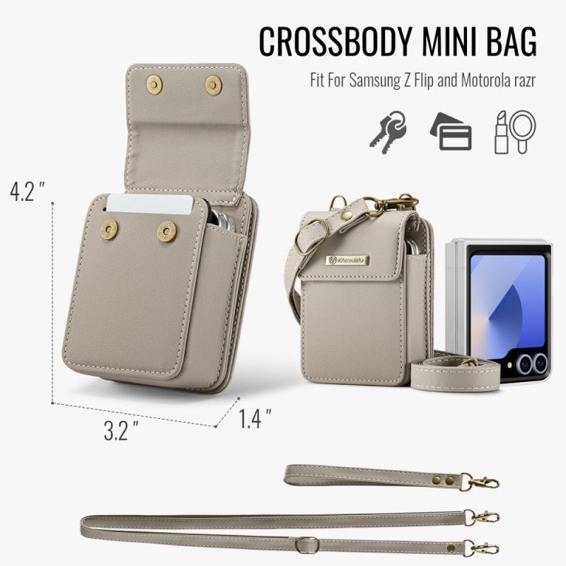 Δερματινη Θηκη Samsung Galaxy Z Flip 7 Fe Πορτοφόλι Rfid Με Ιμάντα Ώμου