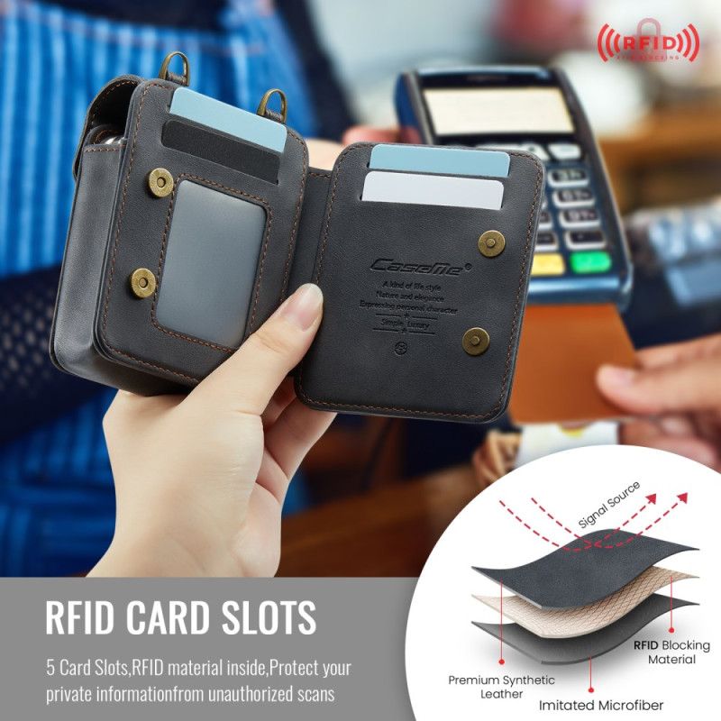 Δερματινη Θηκη Samsung Galaxy Z Flip 7 Fe Στυλ Τσάντας Με Προστασία Rfid Και Ιμάντα Ώμου