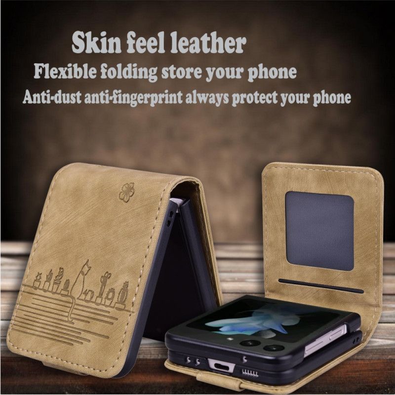 Δερματινη Θηκη Samsung Galaxy Z Flip 7 Fe Θήκη Για Κάρτες Με Σκηνή Γάτας