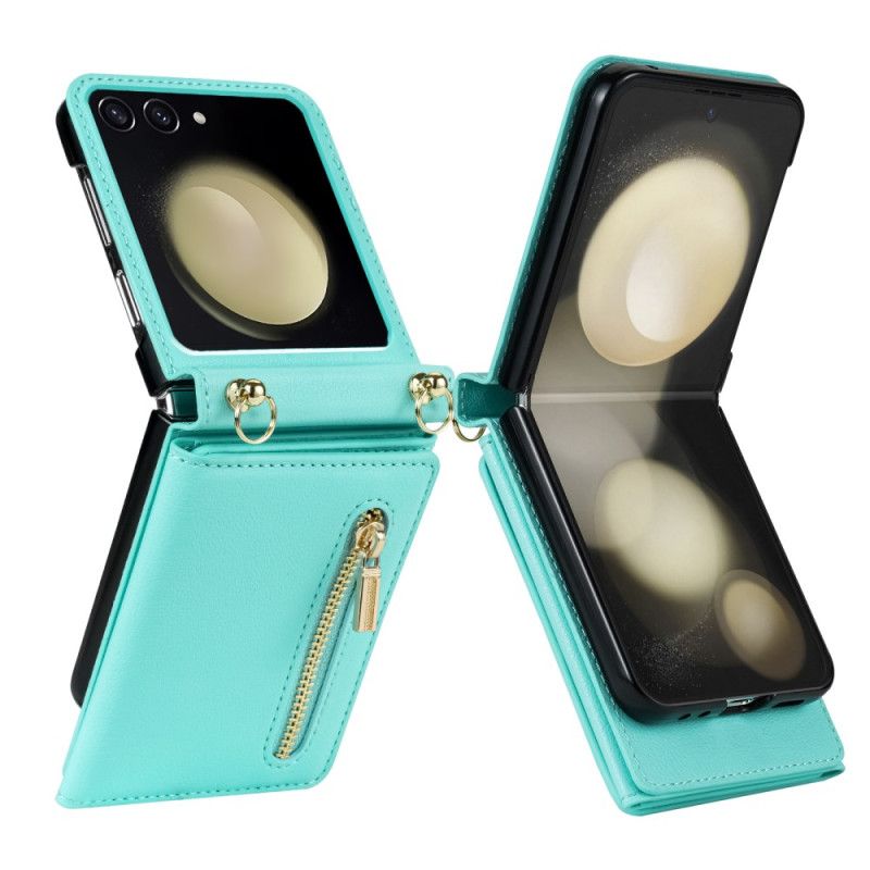 Δερματινη Θηκη Samsung Galaxy Z Flip 7 Πορτοφόλι Και Ιμάντας Ώμου Rfid Σιλικόνης