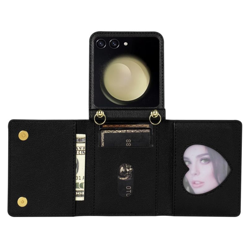 Δερματινη Θηκη Samsung Galaxy Z Flip 7 Πορτοφόλι Και Ιμάντας Ώμου Rfid Σιλικόνης