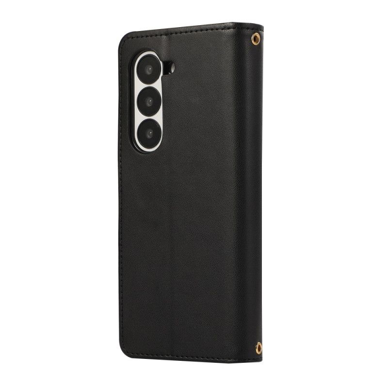 Δερματινη Θηκη Samsung Galaxy Z Fold 7 Καπιτονέ Με Λουρί Σιλικόνης