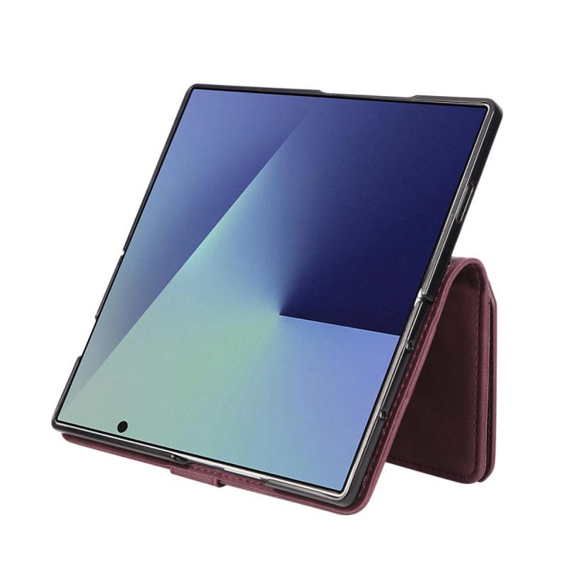 Δερματινη Θηκη Samsung Galaxy Z Fold 7 Πορτοφόλι Με Εφέ Σουέτ Και Ιμάντα Ώμου