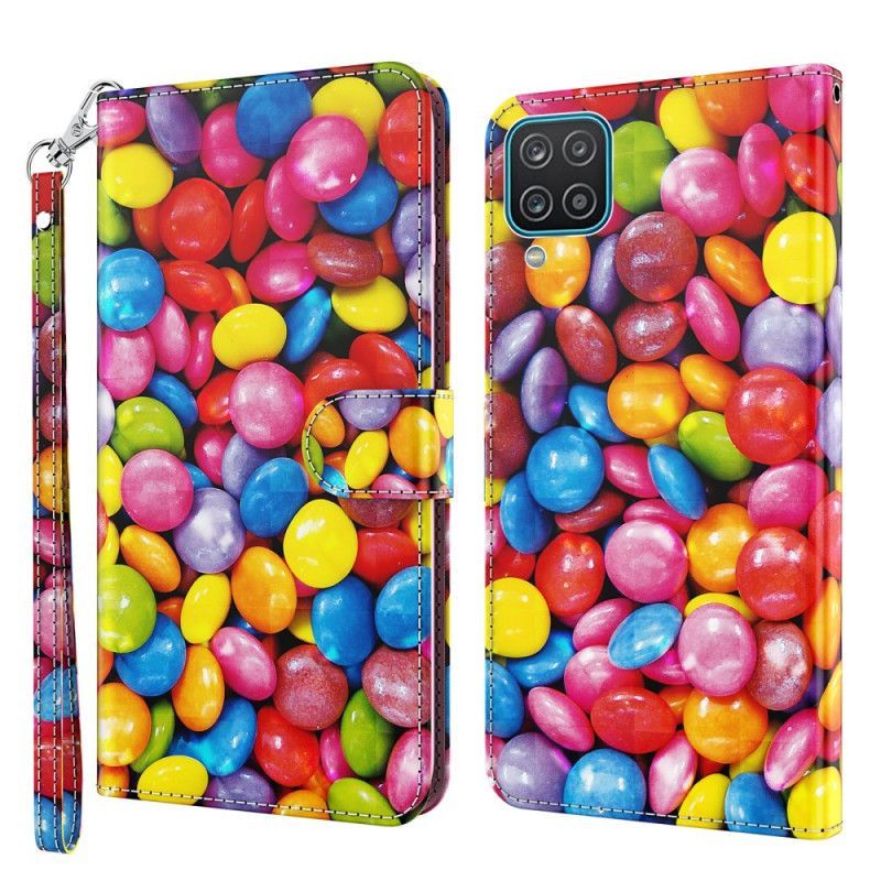 Κάλυμμα Folio Samsung Galaxy A12 Θήκες Κινητών Καραμέλα Με Κορδόνι
