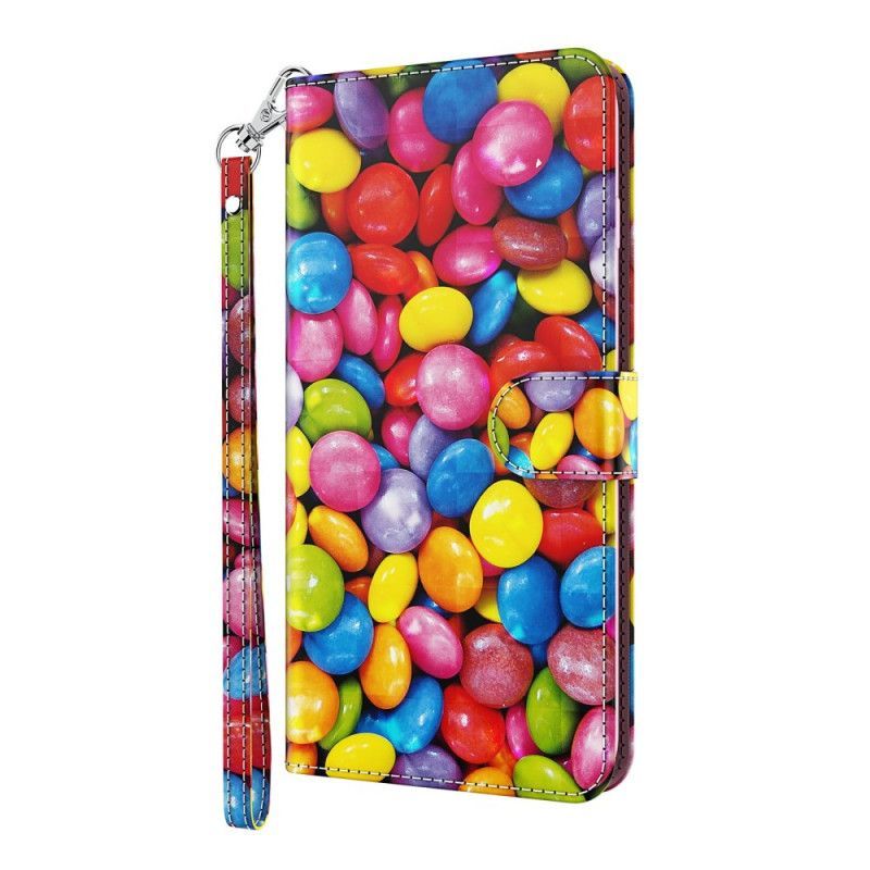 Κάλυμμα Folio Samsung Galaxy A12 Θήκες Κινητών Καραμέλα Με Κορδόνι