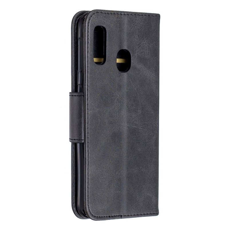 Κάλυμμα Folio Samsung Galaxy A20e Μαύρο Λείο Λοξό Πτερύγιο