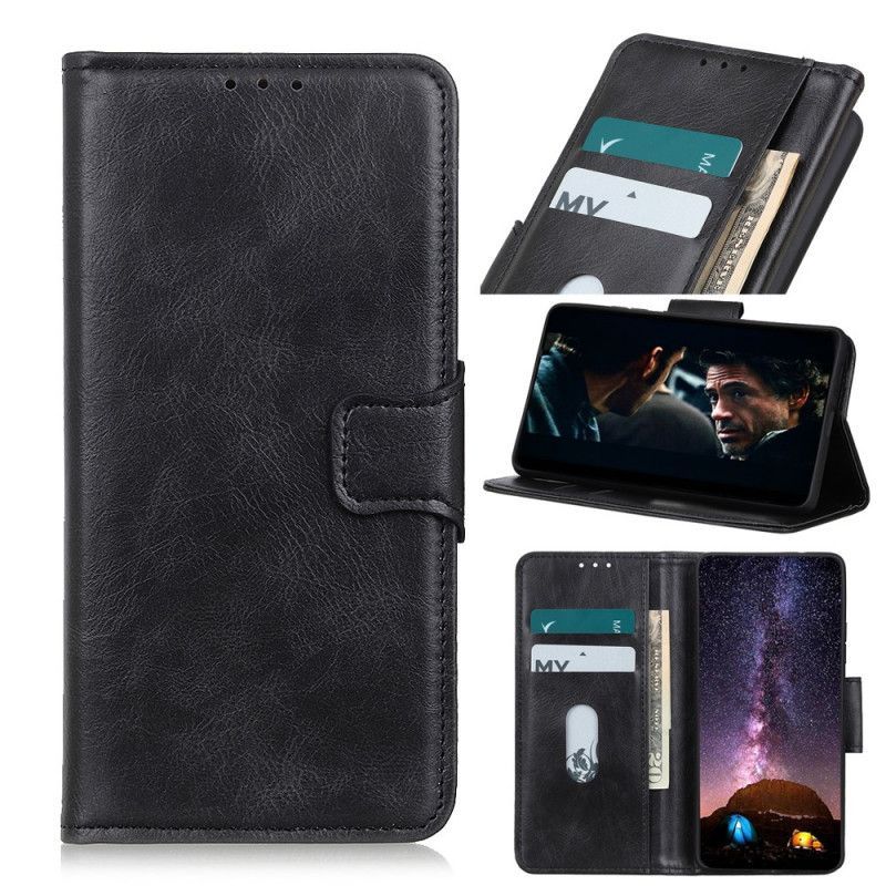 Κάλυμμα Folio Samsung Galaxy A32 5G Μαύρο Αναστρέψιμο Κούμπωμα Σε Εφέ Δέρματος