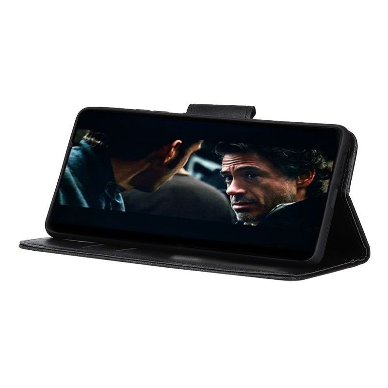 Κάλυμμα Folio Samsung Galaxy A32 5G Μαύρο Αναστρέψιμο Κούμπωμα Σε Εφέ Δέρματος