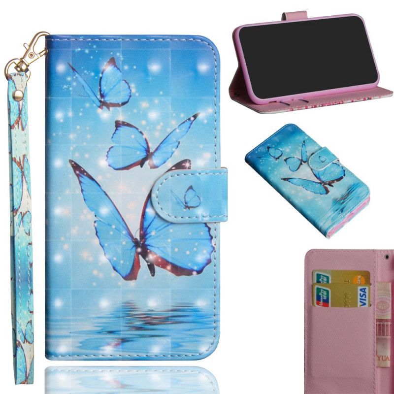 Κάλυμμα Folio Samsung Galaxy A41 Θήκες Κινητών Πετώντας Μπλε Πεταλούδες