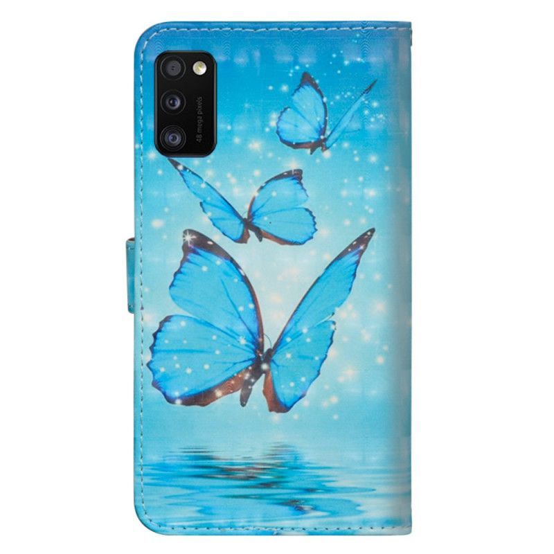 Κάλυμμα Folio Samsung Galaxy A41 Θήκες Κινητών Πετώντας Μπλε Πεταλούδες