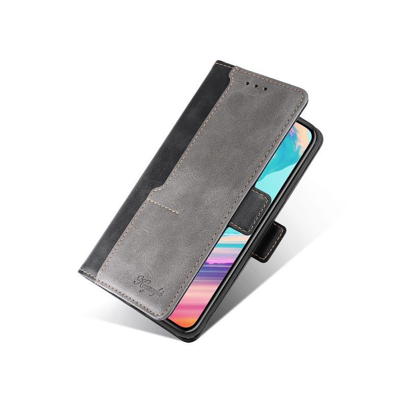 Κάλυμμα Folio Samsung Galaxy A42 5G Μαύρο Δίχρωμο Ψεύτικο Δέρμα