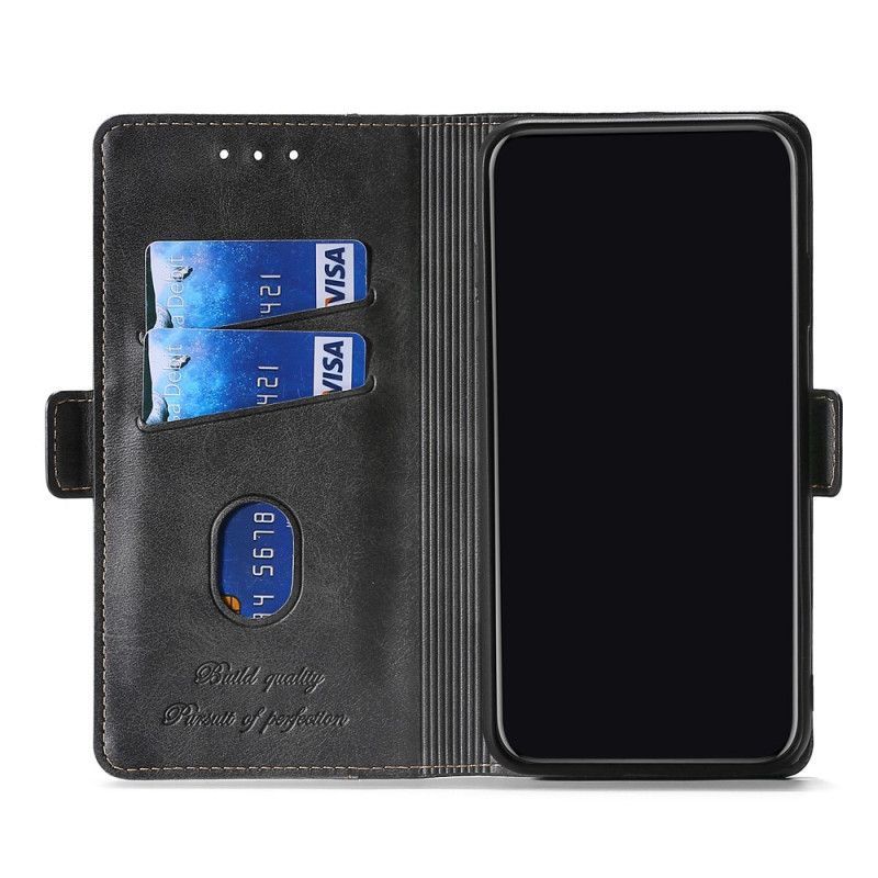 Κάλυμμα Folio Samsung Galaxy A42 5G Μαύρο Δίχρωμο Ψεύτικο Δέρμα