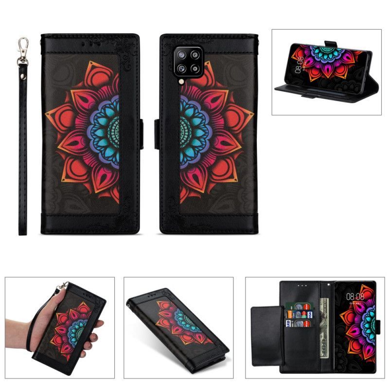 Κάλυμμα Folio Samsung Galaxy A42 5G Μαύρο Λουράκι Διακόσμηση Μάνταλα