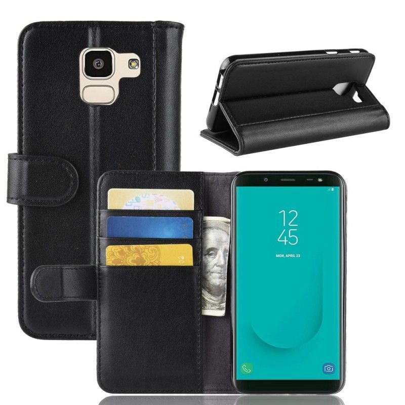 Κάλυμμα Folio Samsung Galaxy J6 Μαύρο Σπαστό Δέρμα