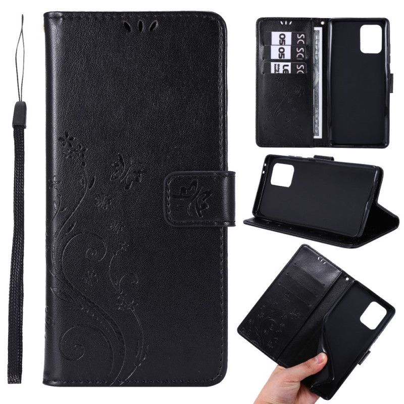 Κάλυμμα Folio Samsung Galaxy S10 Lite Μαύρο Πεταλούδες Και Λουλούδια