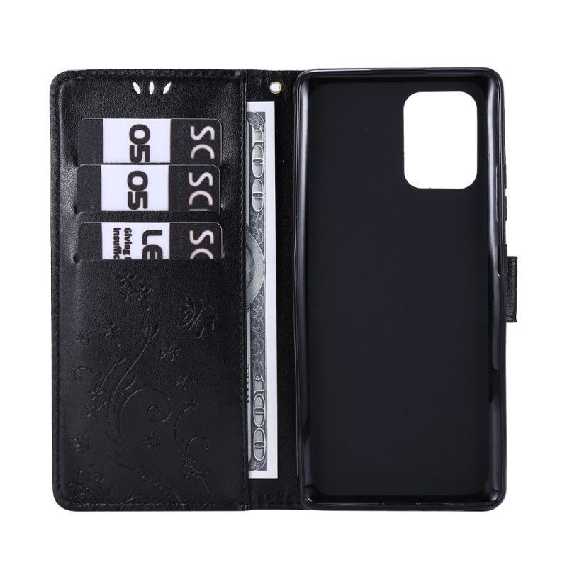 Κάλυμμα Folio Samsung Galaxy S10 Lite Μαύρο Πεταλούδες Και Λουλούδια