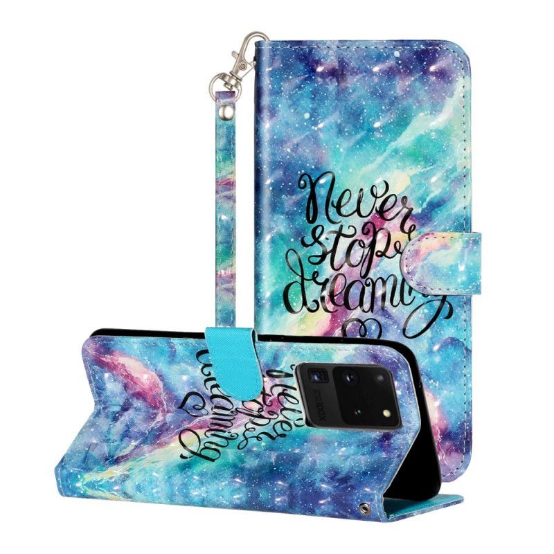 Κάλυμμα Folio Samsung Galaxy S20 Ultra Φωτεινό Σημείο Δεν Σταματά Ποτέ Με Κορδόνι