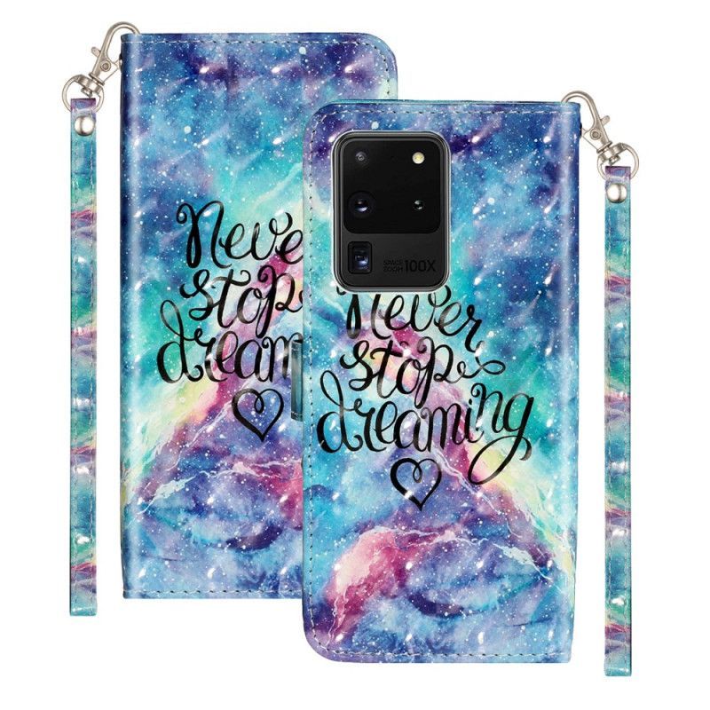 Κάλυμμα Folio Samsung Galaxy S20 Ultra Φωτεινό Σημείο Δεν Σταματά Ποτέ Με Κορδόνι