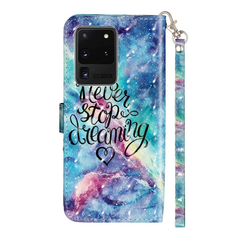 Κάλυμμα Folio Samsung Galaxy S20 Ultra Φωτεινό Σημείο Δεν Σταματά Ποτέ Με Κορδόνι
