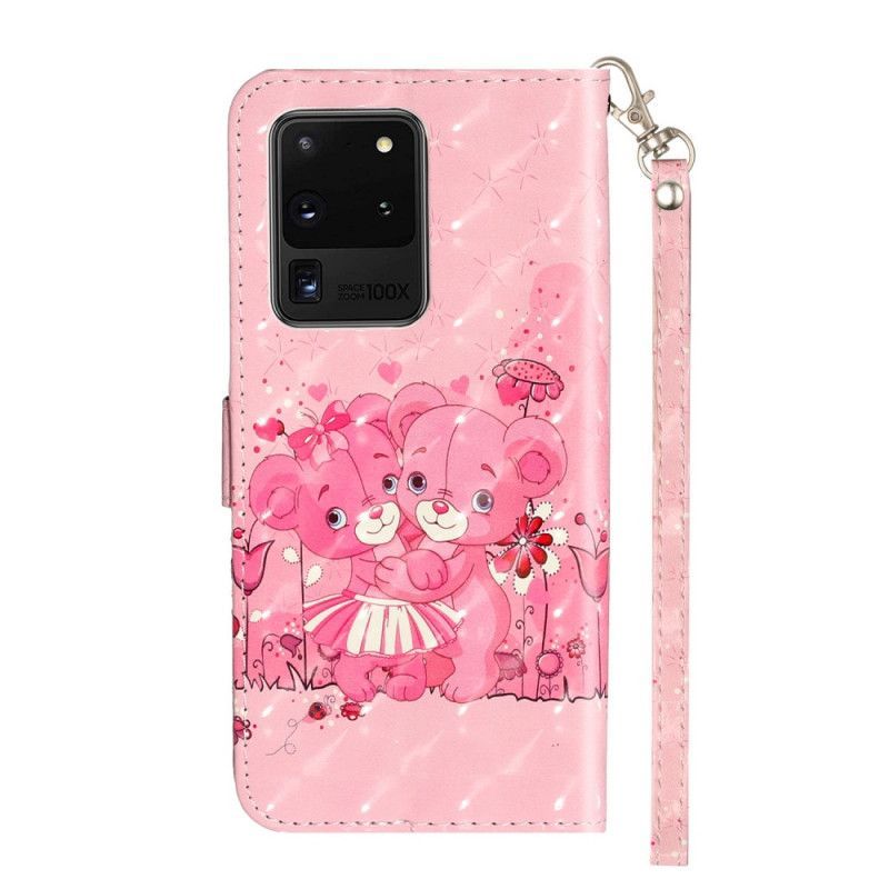 Κάλυμμα Folio Samsung Galaxy S20 Ultra Θήκες Κινητών Αρκουδάκια Με Λουράκι