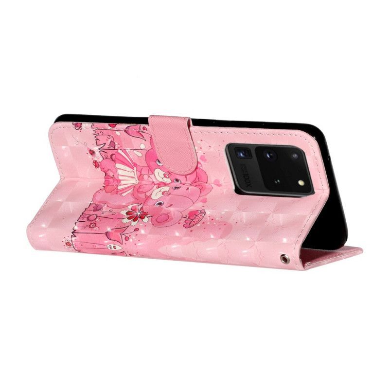 Κάλυμμα Folio Samsung Galaxy S20 Ultra Θήκες Κινητών Αρκουδάκια Με Λουράκι