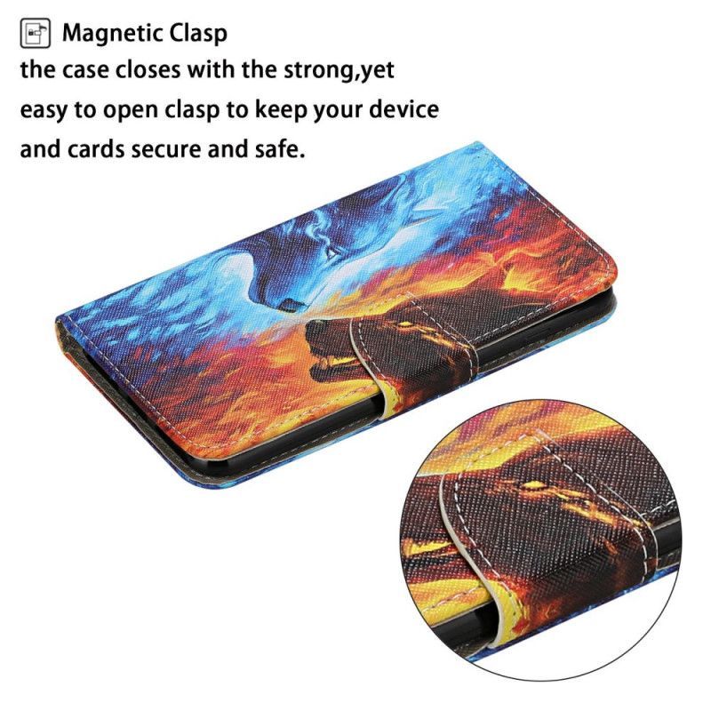 Κάλυμμα Folio Samsung Galaxy S20 Ultra Θήκες Κινητών Λύκος Πόλεμος Με Κορδόνι
