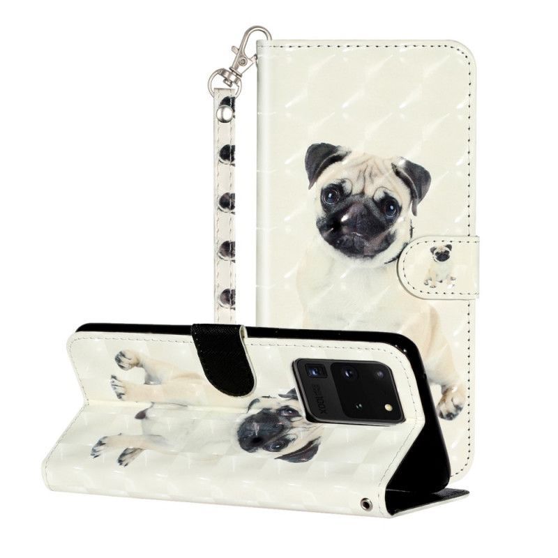 Κάλυμμα Folio Samsung Galaxy S20 Ultra Θήκες Κινητών Στίγματα Φωτός Σκύλου Με Λουράκι