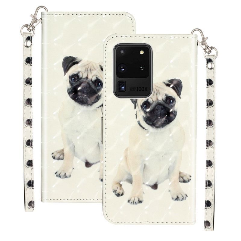 Κάλυμμα Folio Samsung Galaxy S20 Ultra Θήκες Κινητών Στίγματα Φωτός Σκύλου Με Λουράκι