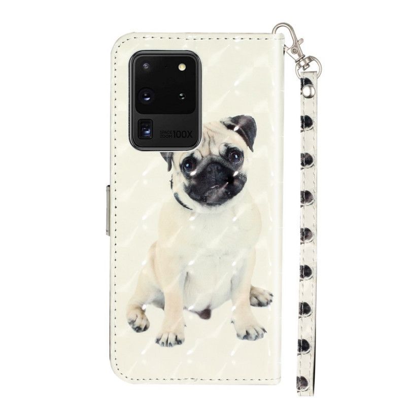 Κάλυμμα Folio Samsung Galaxy S20 Ultra Θήκες Κινητών Στίγματα Φωτός Σκύλου Με Λουράκι