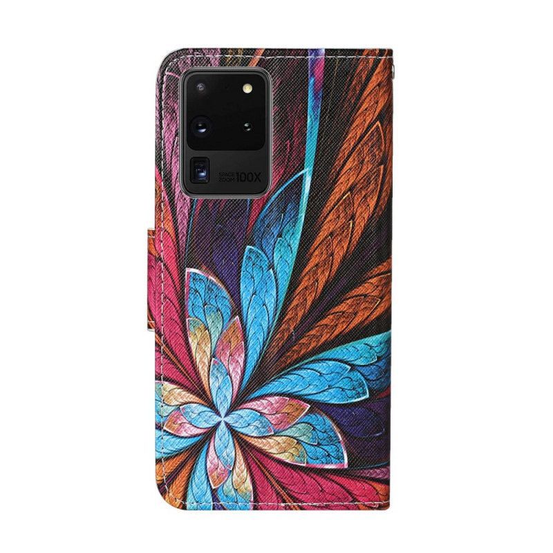 Κάλυμμα Folio Samsung Galaxy S20 Ultra Χρωματιστά Φύλλα Με Κορδόνι