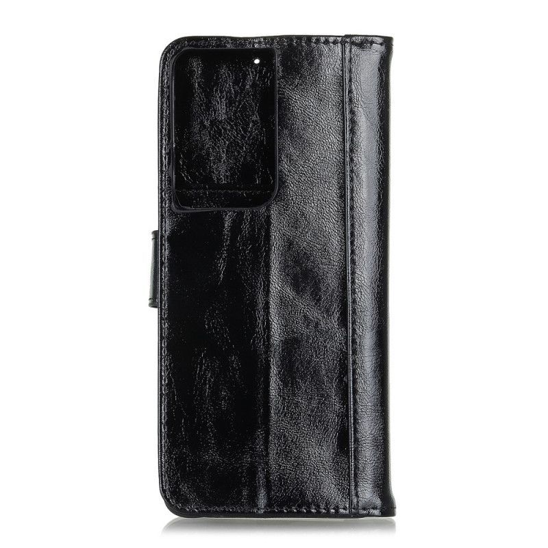 Κάλυμμα Folio Samsung Galaxy S21 Ultra 5G Μαύρο Σπαστό Γυαλιστερό Δέρμα