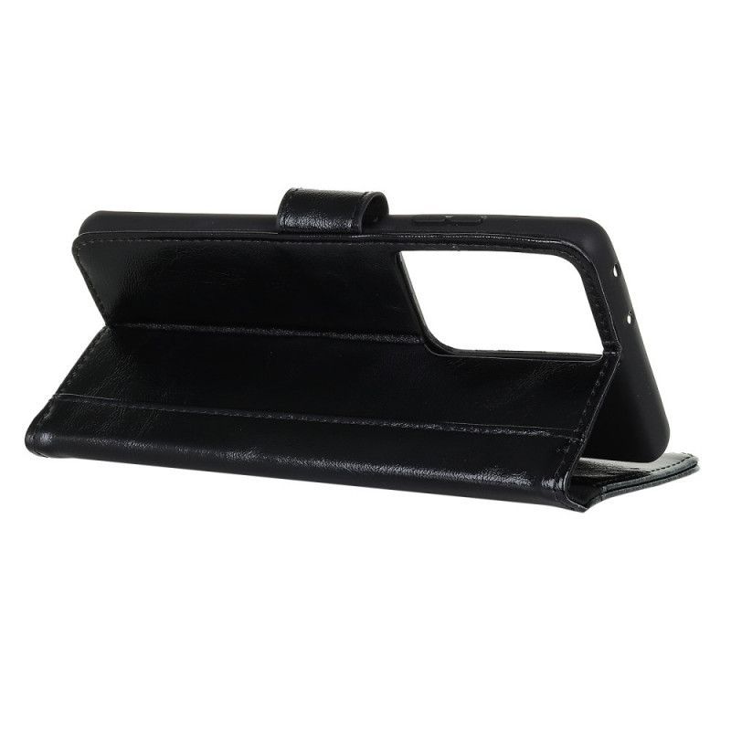 Κάλυμμα Folio Samsung Galaxy S21 Ultra 5G Μαύρο Σπαστό Γυαλιστερό Δέρμα