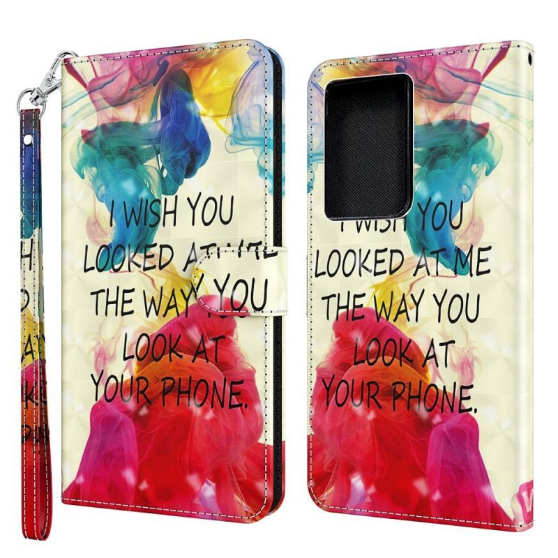 Κάλυμμα Folio Samsung Galaxy S21 Ultra 5G Θήκες Κινητών Ελαφρύ Σημείο Εύχομαι Με Κορδόνι