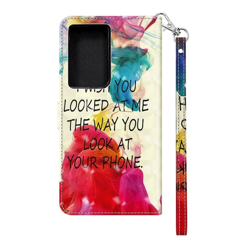 Κάλυμμα Folio Samsung Galaxy S21 Ultra 5G Θήκες Κινητών Ελαφρύ Σημείο Εύχομαι Με Κορδόνι