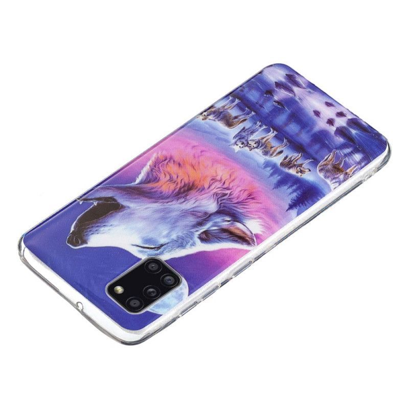 Κάλυμμα Για Samsung Galaxy A31 Μαύρο Φθορίζουσα Σειρά Λύκων