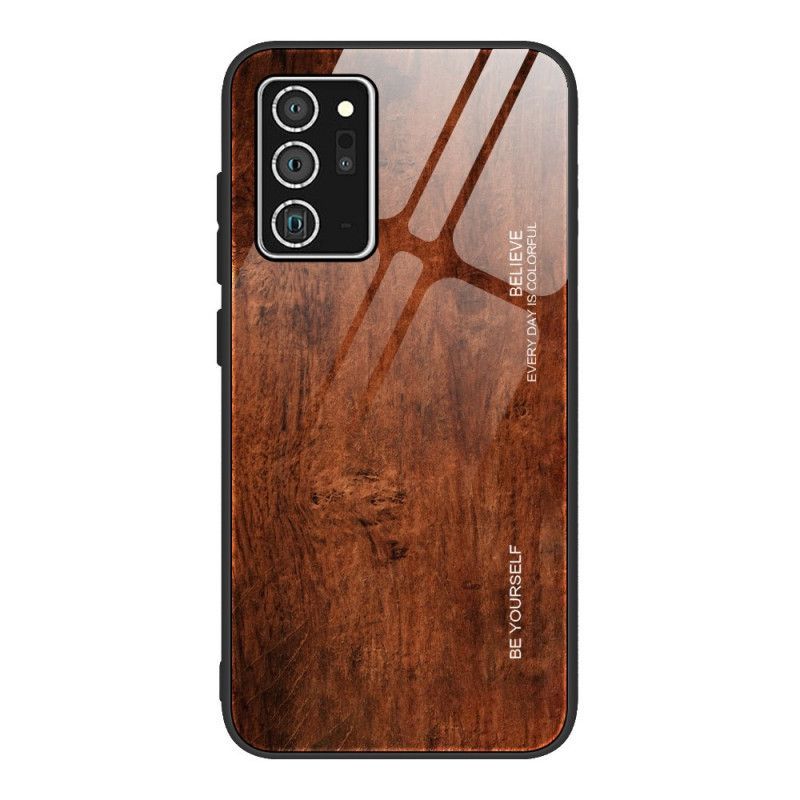 Κάλυμμα Για Samsung Galaxy Note 20 Μαύρο Σκληρυμένο Γυαλί Με Σχέδιο Ξύλου