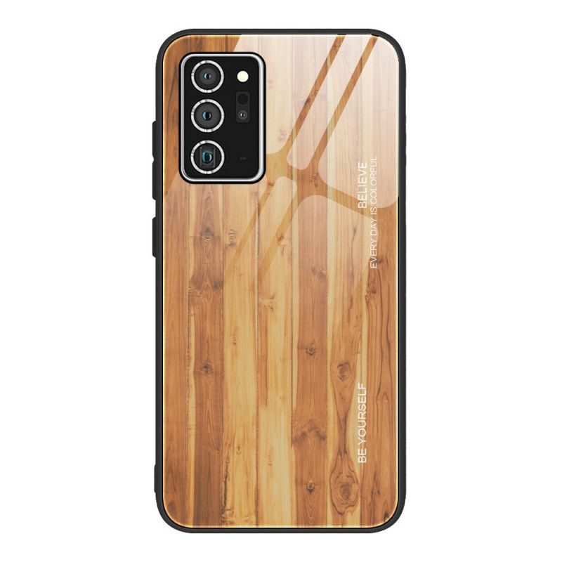 Κάλυμμα Για Samsung Galaxy Note 20 Μαύρο Σκληρυμένο Γυαλί Με Σχέδιο Ξύλου